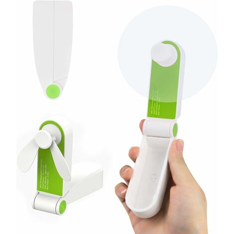 Ensoleillé Mini ventilateur portable de poche, ventilateur de bureau, avec USB, rechargeable, pour la maison ou les voyages, 2 vitesses, Vert, small hanheld fan