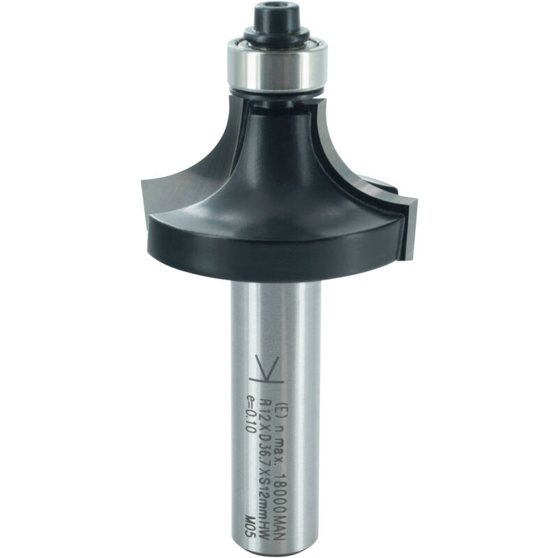 Ent European Norm Tools - ENT 14374 Abrundfräser HW, Schaft (S) 12 mm, Durchmesser (D) 31,8 mm, NL 15,9 mm, R 9,5 mm, SL 40 mm, mit Kugellager