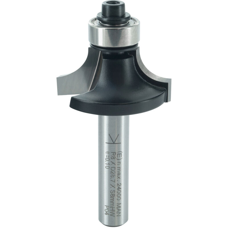 Ent European Norm Tools - ENT 14292 Abrundfräser HW, Schaft (S) 8 mm, Durchmesser (D) 28,6 mm, NL 12,7 mm, R 8 mm, SL 32 mm, mit Kugellager