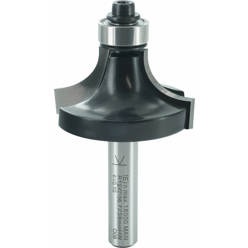Ent European Norm Tools - ENT 14294 Abrundfräser HW, Schaft (S) 8 mm, Durchmesser (D) 31,8 mm, NL 15,9 mm, R 9,5 mm, SL 32 mm, mit Kugellager