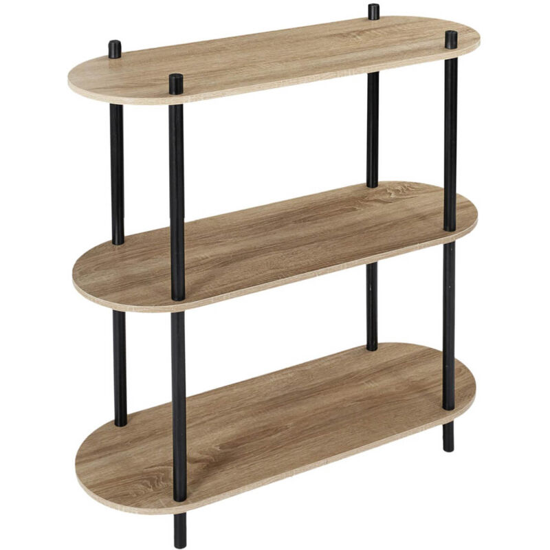 Altobuy - entas - Etagère 3 Tablettes Ovales Aspect Bois Pieds Noirs