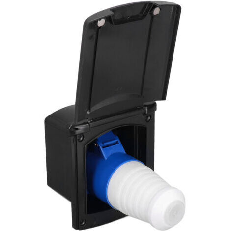 Entatial Alimentation Externe pour Camping-Car, boîtier de Prise de Courant Port 32A 220V‑250V Montage intégré Étanche Performance Stable pour Les campeurs Remorque Caravane(Le Noir), default