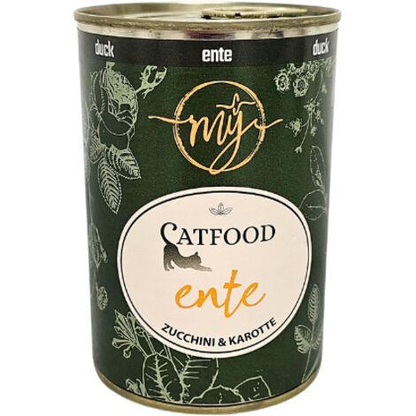 Ente mit Zucchini und Katzenminze  Katzenfutter  unterstützt natürlichen Haarausfall  My Catfood 400g