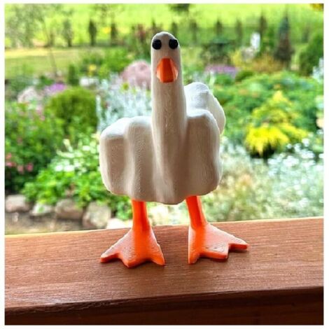 Entenfigur mit ausgestrecktem Mittelfinger – Originelle Dekoration für Haus und Garten – Witziges Geschenk – Bürodekoration – Gartenfigur – Schreibtischfigur