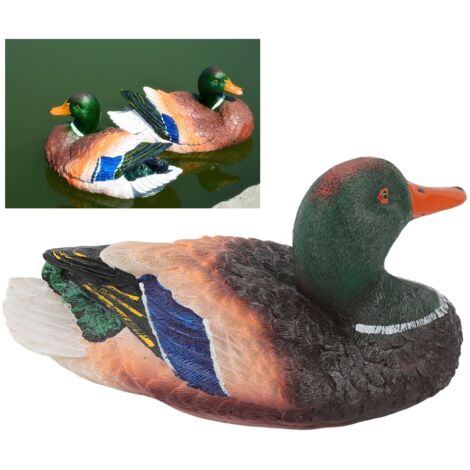 Entenskulptur, Tierornament, Entenstatue aus Kunstharz für den Außenbereich, 20,5 x 10,5 cm, Teichbrunnen, Gartendekoration, 340 g, schwimmende Enten-Simulation, dekoratives Unikat