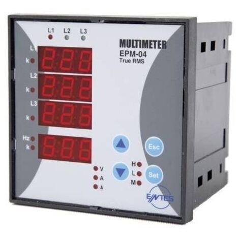 ENTES® EPM-04-96 Misuratore da pannello AC-Multimeter tensione, corrente, frequenza, ore di esercizio, ore totali