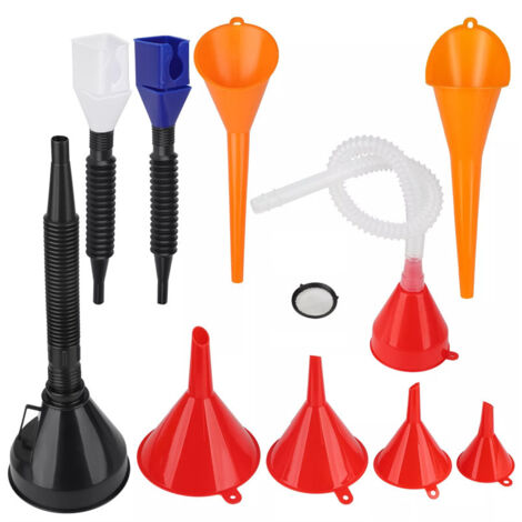 Entonnoir à carburant très populaire avec filtre et tube télescopique pour le remplissage d'huile moteur et d'essence des voitures et motos - long entonnoir à bec verseur en plastique