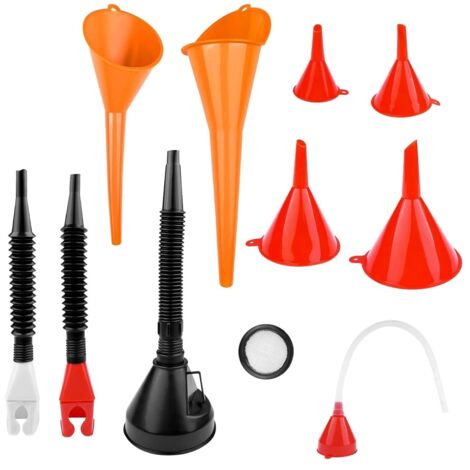 Entonnoir Carburant en Plastique à Long Goulot, Entonoir Huile Essence, Entonnoirs de Voiture, avec Filtre et Extension Flexible Angle Droit Long Bec Entonoir, pour Moto Moteur, Automobile