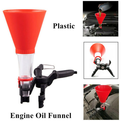 Entonnoir D'huile de Moteur de Voiture, Kit D'équipement de Remplissage D'entonnoir Spécial D'essence Réglable D'entonnoir D'huile de Moteur de Voiture Universel (Rouge)