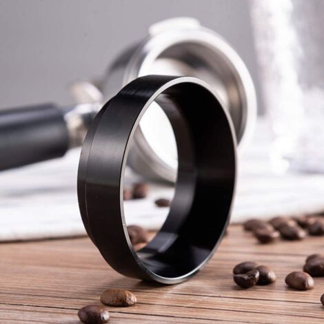Entonnoir doseur expresso 53 mm avec anneau magnétique pour café, distributeur de poudre compatible avec les filtres portables, 3 pièces, noir.