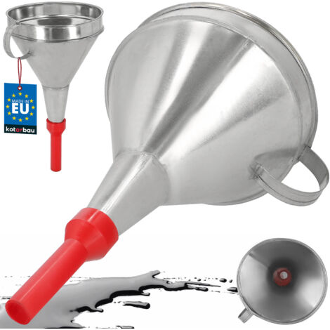 Entonnoir galvanisé avec passoire, embout en plastique, 17 cm