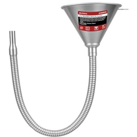 Entonnoir Huile Moteur Flexible en Acier 66,5 cm, avec Filtre pour Carburant et Liquide de Transmission, Bec Verseur Métallique Pliable Voiture Moto, Universel -