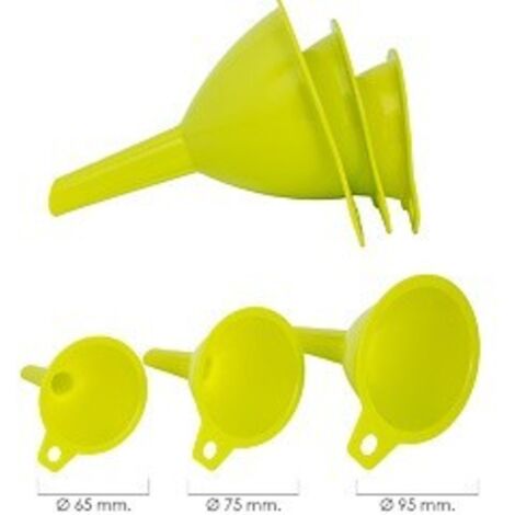 Entonnoirs de cuisine en plastique Ø 65/75/95 mm. (Set 3 Entonnoirs)