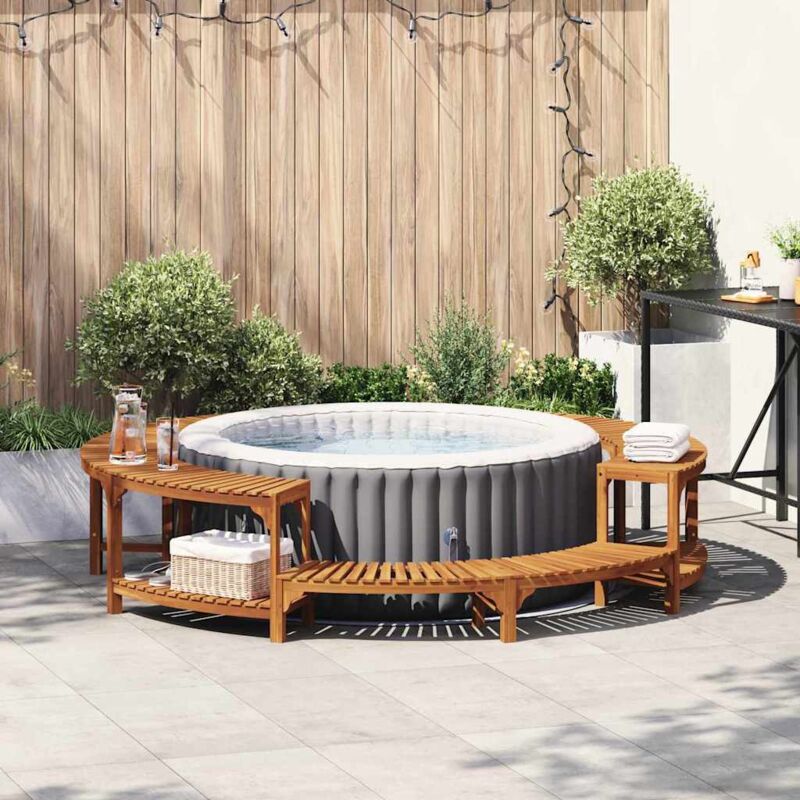 Entourage de bain à remous Marron Ø255 cm Bois d'acacia massif