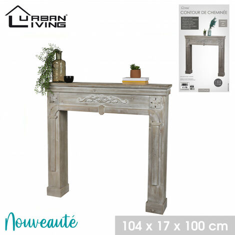 Entourage de cheminée 104x17x100 cm décor gris cérusé