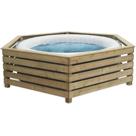 Entourage en bois pour spa gonflable ronds ou carrés 181-205cm – Éco-responsable FSC – Résistant à l'humidité – Montage rapide – Decorspa