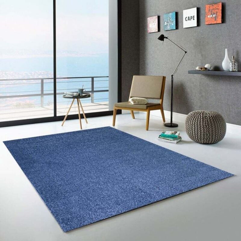 

Entrada de la sala de estar con alfombra azul moderna Casacolora CCDEN | Talla: 80 x 150