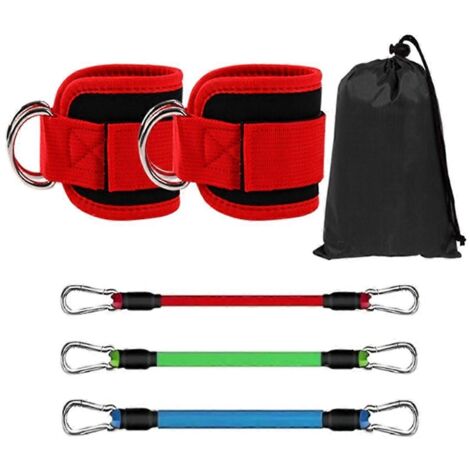 Entraînement de corde à sauter pour les jambes avec corde élastique et bandes de cheville rouges