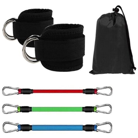 Entraînement de corde à sauter pour les jambes avec élastiques et bandes de cheville noires