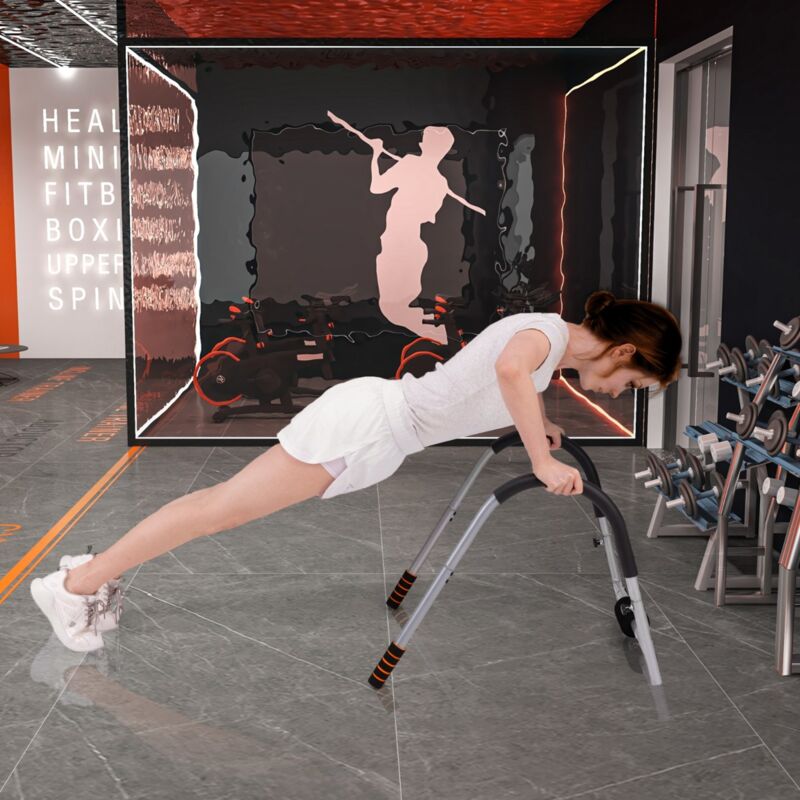 Entraîneur de Fitness AB Machine Abdominale Pliable avec Soutien Rembourré pour Tête/Cou Redressements Assis Argent CW9738 DESIGN IN