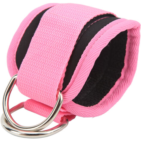 Entraîneur de Force pour Cheville avec Boucle Double Anneaux D et Bandes en Caoutchouc - Fitness Homme Femme Rose