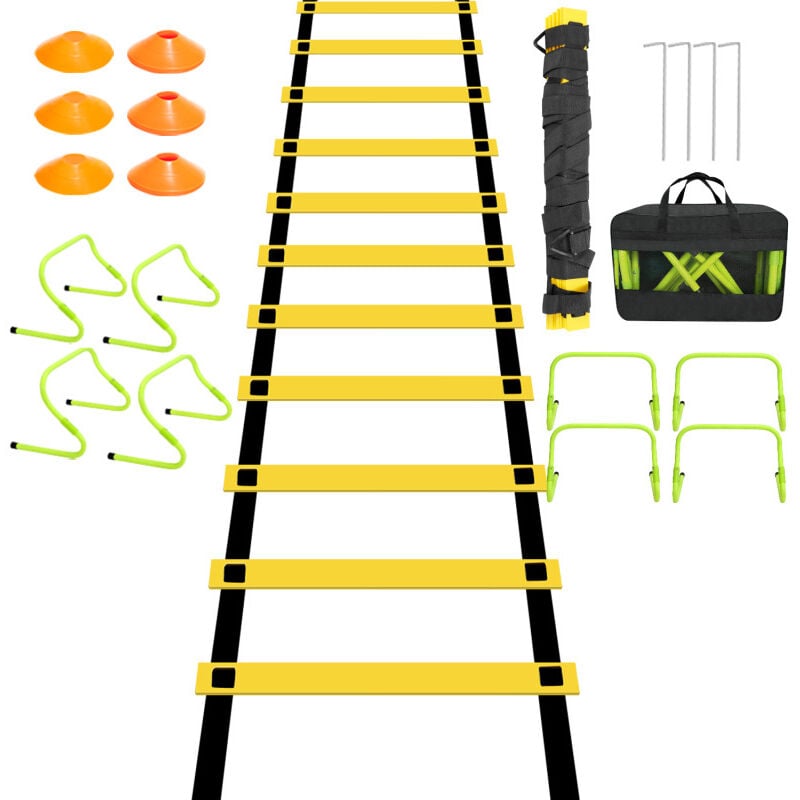 Entraînement à l'agilité Haies de coordination Réglable Échelle de coordination Plots de Marquage Aide à l'entraînement