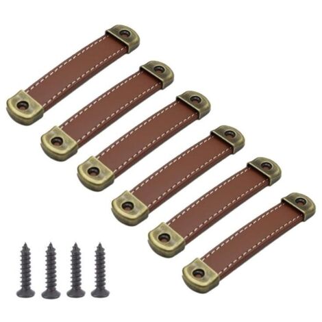 Entraxe 128mm Lot de 10 poignées en cuir Poignées de meubles vintage en cuir–Poignées d'armoire poignées cuir poignee meuble de c