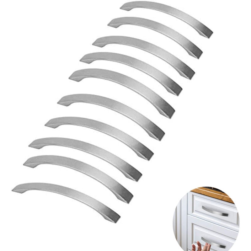 Csparkv - Entraxe 96mm,Lot de 10 poignee de meuble cuisine - chromées- Poignées de porte Nickel Brossé poignee de cuisine poignée cuisine inox