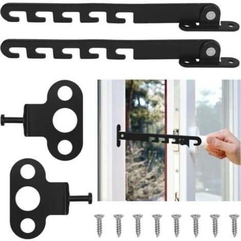Entrebâilleur de Fenêtre à Battant Entrebailleur Fenetre Sans Percer Crochets Entrebâilleurs de Fenêtre Noir Restricteur de Fenêtre