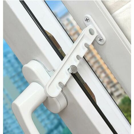 Entrebâilleur de fenêtre à battant, verrou de sécurité pour bébé, verrou anti-pincement, entrebâilleur de ventilation de fenêtre, ouverture vers l'extérieur pour fenêtre UPVC, bois et aluminium，blanc,