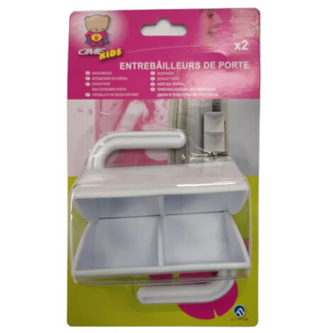 Entrebâilleur de porte  PVC blanc, 2 pièces.