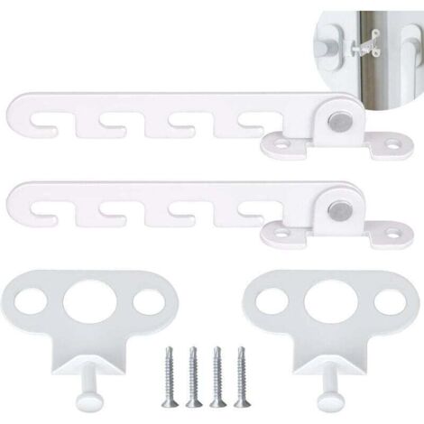 Entrebilleur de Fentre Battant 2 PCS Restricteur de Fentre, Loquets de Fentre avec 4 Vis, Verrou de Fentre Serrure de Fentre l\'preuve pour Rgler l\'ouverture de la Fentre (Blanc)