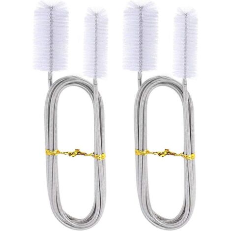 Entrée et sortie d'aquarium à double tête brosse de nettoyage de tuyau d'eau brosse à ressort brosse de tuyau d'eau en acier inoxydable brosse de nettoyage de tuyau 155cm