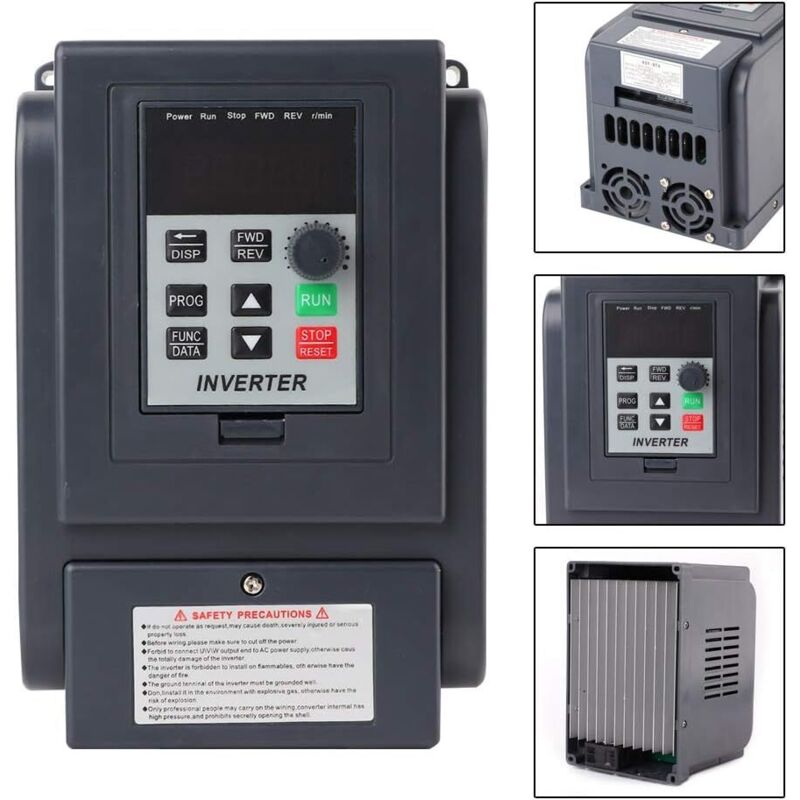 Jeffergarden - Onduleur Triphasé Variateur de fréquence Variateur vfd Convertisseur de fréquence 2.2kW 220VAC Entrée monophasée Sortie triphasée pour