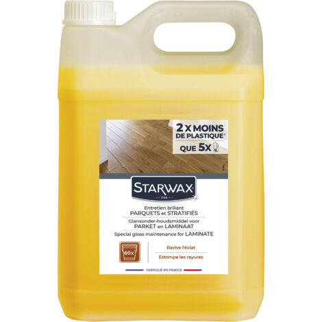 Starwax – Entretien brillant pour parquets et sols stratifiés 5L – Nettoyage et ravivage – Non glissant – Rendement jusqu'à 3600m²