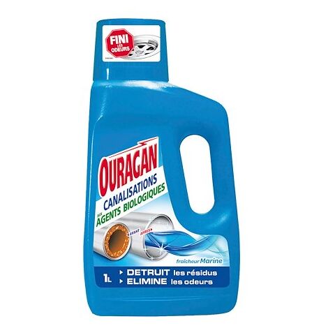 Entretien canalisations Ouragan – Flacon de 1 litre.