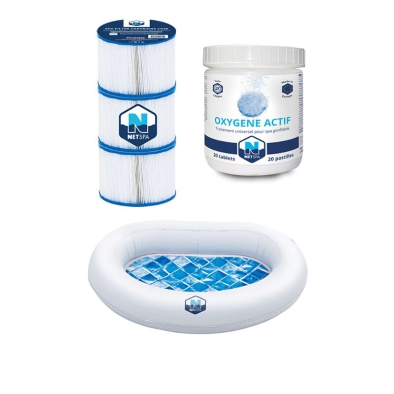 Entretien et confort spa : filtration, oxygène actif et appui-tête porte-gobelet