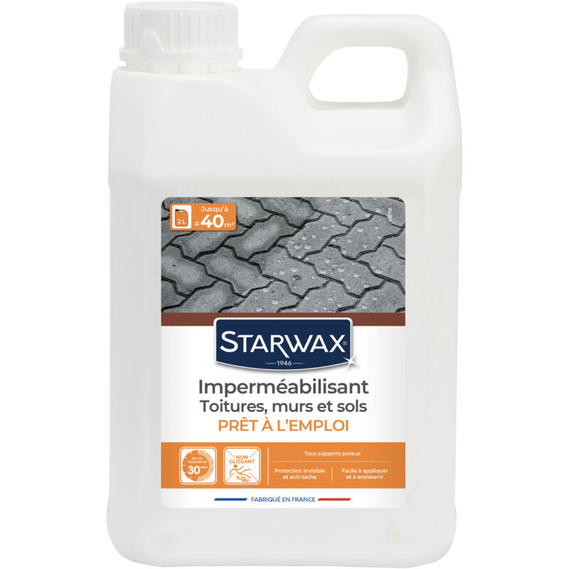 Imperméabilisant eau et graisses pour toitures, murs et sols extérieurs 2L starwax