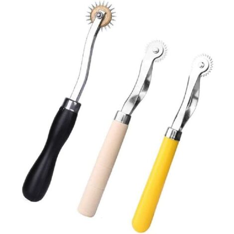Entretoise de marquage de Point avec poignée en Bois Roue de traçage de Point d'aiguille 3pcs Outils de Couture pour Cuir Artisanat Tissu Couture Outil de Couture et Accessoires