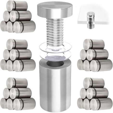 Entretoises en Acier Inoxydable 12x20 mm pour Vitrines Publicitaires 10 Pièces