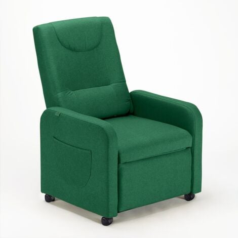 LE ROI DU RELAX Entspannender Liegesessel Fernsehsessel 4 Räder mit Fußstütze in schönem Stoff - Dunkel Grau