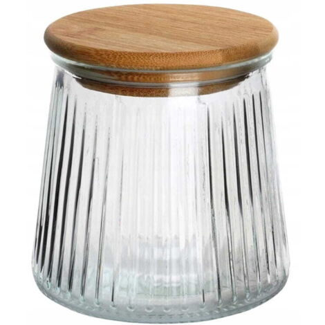 Envase de vidrio para productos a granel con tapa y precinto de bambú 600 ml
