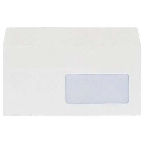 Enveloppe 110 x 220 mm budget 80 g fenêtre 45 x 100 mm auto blanche - Boîte de 500 - Maxiburo