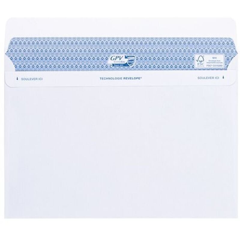 Enveloppe 162 x 229 mm Secure GPV 90 g sans fenêtre blanche - Boîte de 100