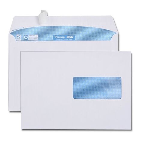 Enveloppe blanche 162 x 229 (C5) 90g avec fenêtre 45 x 100mm - Boite de 500