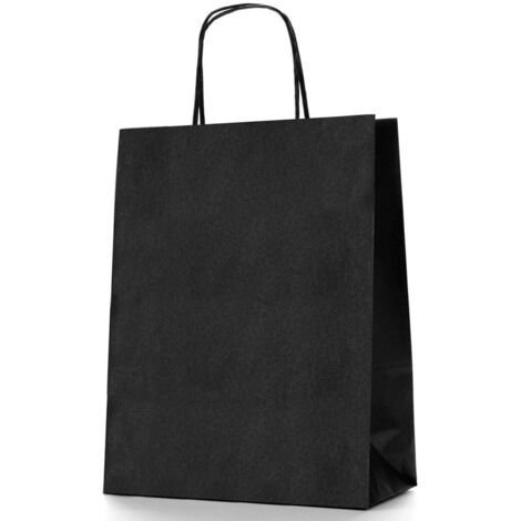 Enveloppe Cadeau 6 Pièces Shoppers Cc.3989 Papier Noir 36x21x11cm Sac