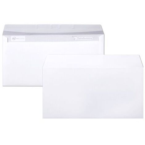 Enveloppe Clairefontaine blanche 110 x 220 mm - format DL - sans fenêtre - Boîte de 500