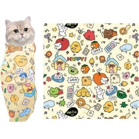 Enveloppement de toilettage pour chats (55x55cm) – Doux et Sécurisé