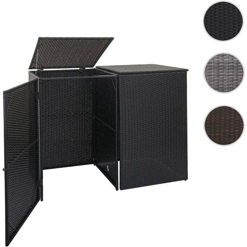 Enveloppement pour 2 poubelles HWC-E25, box pour poubelles, revêtement, polyrotin 2x120l - gris