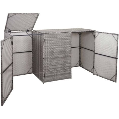 Enveloppement pour 3 poubelles HHG-261, box pour poubelles, revêtement, polyrotin 2x120l